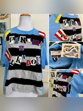 Light Blue Stripes Panic Crop Tee